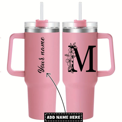 Personalized  Tumbler Mug with Lid - Custom Name Large Travel Cup for Women, Moms, Sisters, Teachers & Coworkers - Ideal Monogrammed Gift for Weddings, Birthdays, Graduation & Christmas (A-Z)