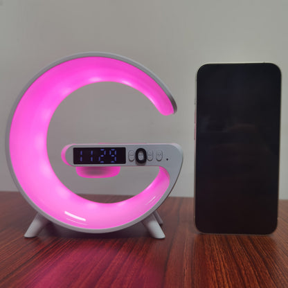 Wireless BT Speakers With Wireless Fast Charging, Rhythm RGB Light, Bar Smart Light, Sunrise Alarm Clock, Wake Up Light For Bedrooms, Dimmable Table Lamp