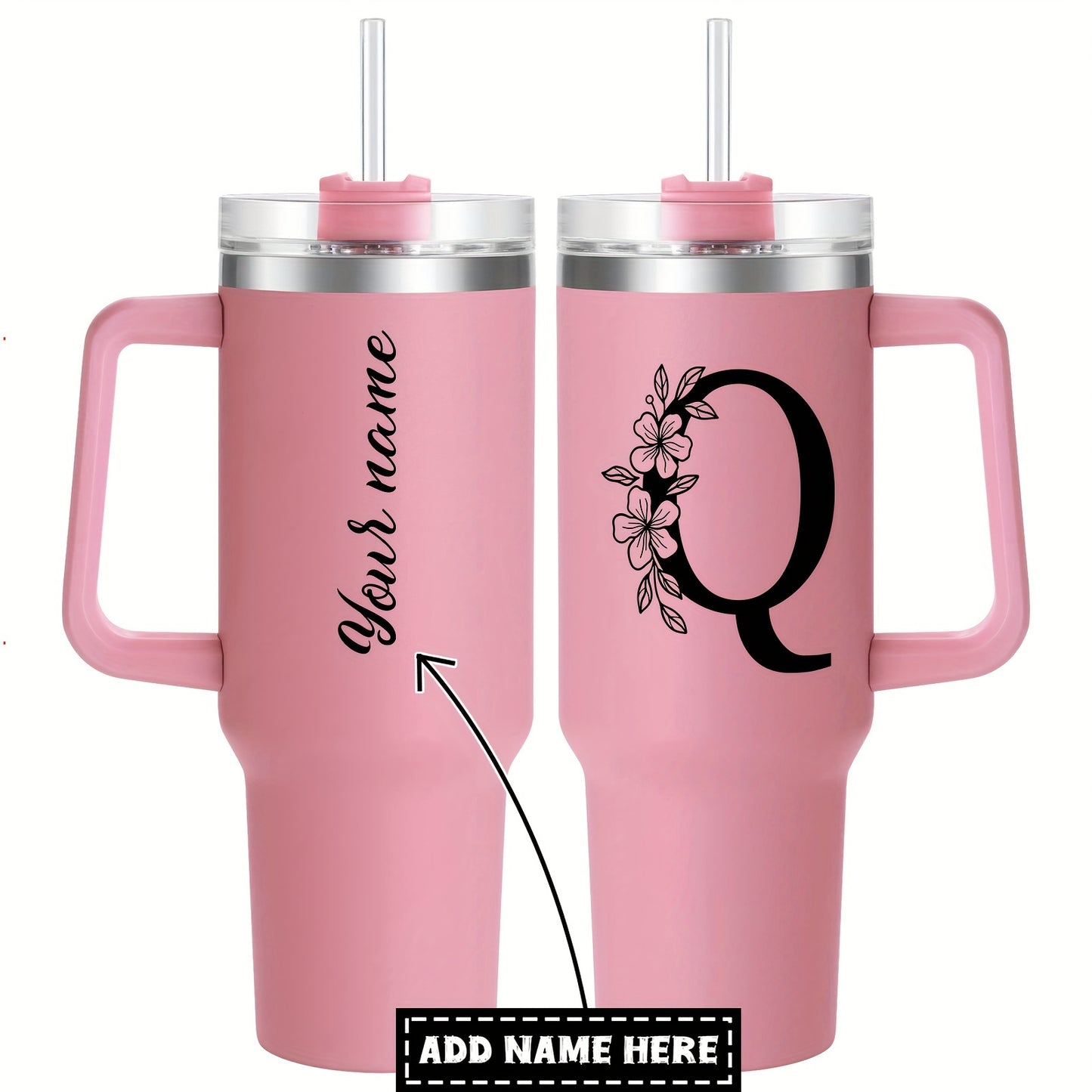 Personalized  Tumbler Mug with Lid - Custom Name Large Travel Cup for Women, Moms, Sisters, Teachers & Coworkers - Ideal Monogrammed Gift for Weddings, Birthdays, Graduation & Christmas (A-Z)