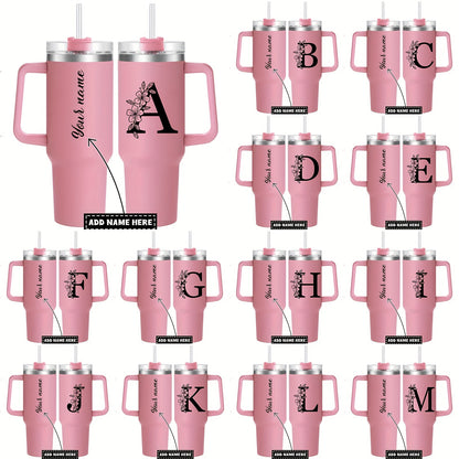 Personalized  Tumbler Mug with Lid - Custom Name Large Travel Cup for Women, Moms, Sisters, Teachers & Coworkers - Ideal Monogrammed Gift for Weddings, Birthdays, Graduation & Christmas (A-Z)