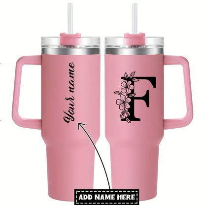 Personalized  Tumbler Mug with Lid - Custom Name Large Travel Cup for Women, Moms, Sisters, Teachers & Coworkers - Ideal Monogrammed Gift for Weddings, Birthdays, Graduation & Christmas (A-Z)