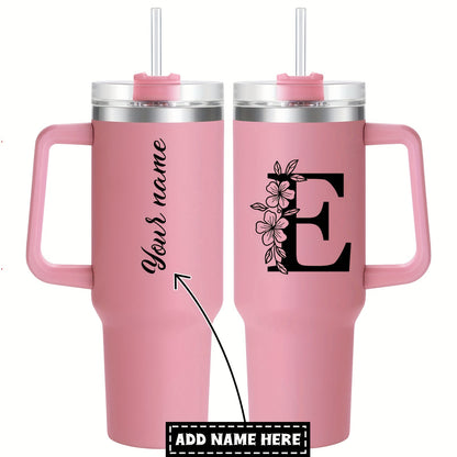 Personalized  Tumbler Mug with Lid - Custom Name Large Travel Cup for Women, Moms, Sisters, Teachers & Coworkers - Ideal Monogrammed Gift for Weddings, Birthdays, Graduation & Christmas (A-Z)