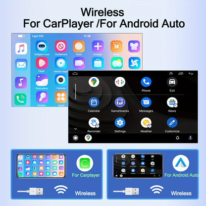 10.26" Wireless Carplayer Portable Car Stereo With Android Auto Voice Control, Portable IPS Touchscreen For Car, Car Audio Receiver With AUX/FM Radio, 1080P Backup Camera + 64G/32G TF Card (optional)