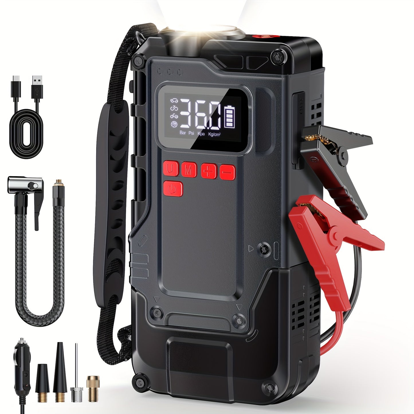 2200A 150PSI Portable Car Jump Starter With Air Compressor