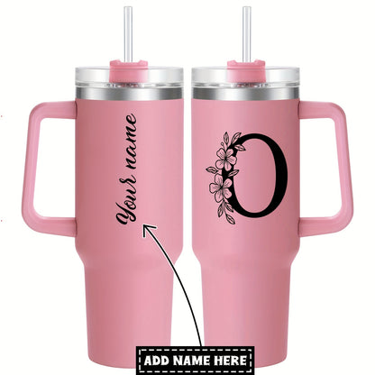 Personalized  Tumbler Mug with Lid - Custom Name Large Travel Cup for Women, Moms, Sisters, Teachers & Coworkers - Ideal Monogrammed Gift for Weddings, Birthdays, Graduation & Christmas (A-Z)