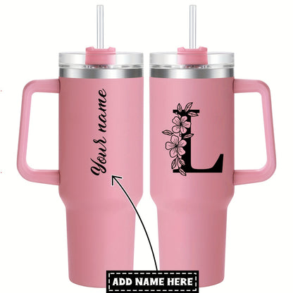 Personalized  Tumbler Mug with Lid - Custom Name Large Travel Cup for Women, Moms, Sisters, Teachers & Coworkers - Ideal Monogrammed Gift for Weddings, Birthdays, Graduation & Christmas (A-Z)