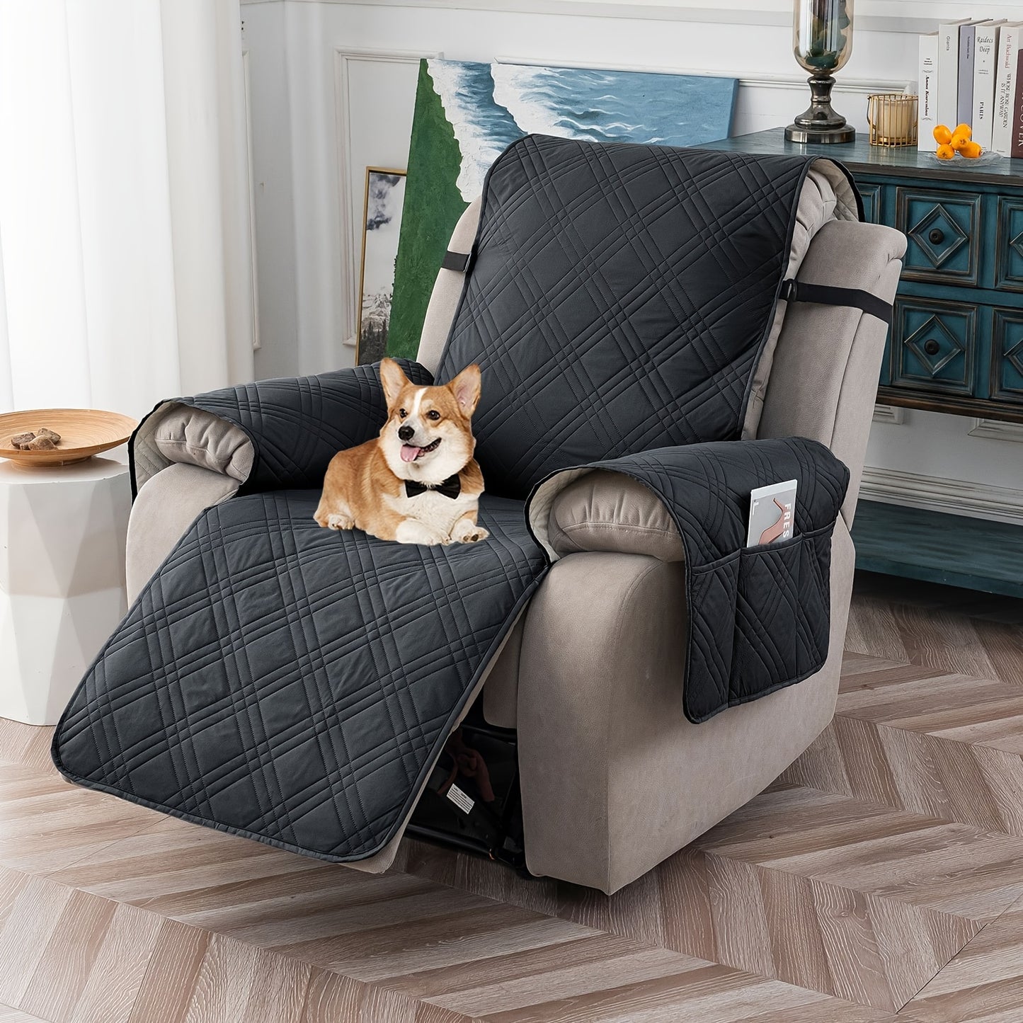 1Pc 100% Waterproof Recliner Chair Cover, Non Slip, Wear-resistant For Recliner Chair With Pocket, Washable/Winter Insulation/Furniture Protector For Pets (Christmas Decorations), Easy To Install & Easy Care For Dining Room O