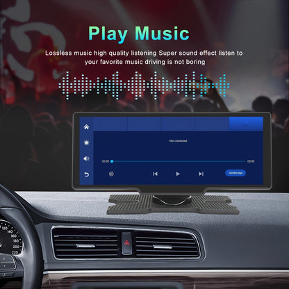 10.26" Wireless Carplayer Portable Car Stereo With Android Auto Voice Control, Portable IPS Touchscreen For Car, Car Audio Receiver With AUX/FM Radio, 1080P Backup Camera + 64G/32G TF Card (optional)