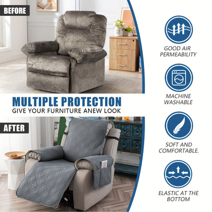 1Pc 100% Waterproof Recliner Chair Cover, Non Slip, Wear-resistant For Recliner Chair With Pocket, Washable/Winter Insulation/Furniture Protector For Pets (Christmas Decorations), Easy To Install & Easy Care For Dining Room O