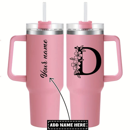 Personalized  Tumbler Mug with Lid - Custom Name Large Travel Cup for Women, Moms, Sisters, Teachers & Coworkers - Ideal Monogrammed Gift for Weddings, Birthdays, Graduation & Christmas (A-Z)