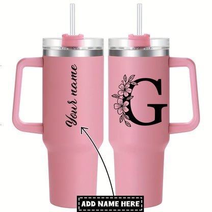 Personalized  Tumbler Mug with Lid - Custom Name Large Travel Cup for Women, Moms, Sisters, Teachers & Coworkers - Ideal Monogrammed Gift for Weddings, Birthdays, Graduation & Christmas (A-Z)